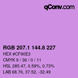 カラーコード: RGB 207.1 144.8 227 | qconv.com