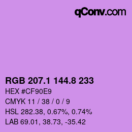 カラーコード: RGB 207.1 144.8 233 | qconv.com
