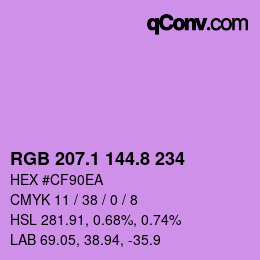 カラーコード: RGB 207.1 144.8 234 | qconv.com