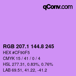 カラーコード: RGB 207.1 144.8 245 | qconv.com