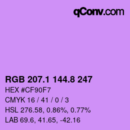 カラーコード: RGB 207.1 144.8 247 | qconv.com