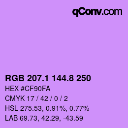 カラーコード: RGB 207.1 144.8 250 | qconv.com