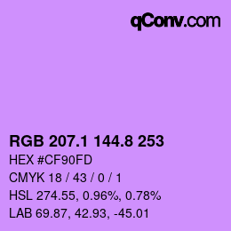 カラーコード: RGB 207.1 144.8 253 | qconv.com
