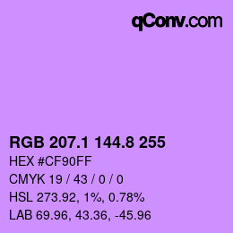 カラーコード: RGB 207.1 144.8 255 | qconv.com