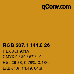 カラーコード: RGB 207.1 144.8 26 | qconv.com