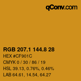 カラーコード: RGB 207.1 144.8 28 | qconv.com
