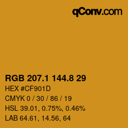 カラーコード: RGB 207.1 144.8 29 | qconv.com
