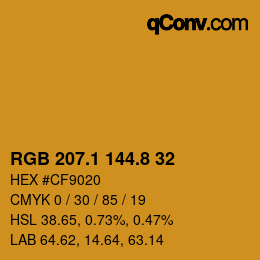 Farbcode: RGB 207.1 144.8 32 | qconv.com