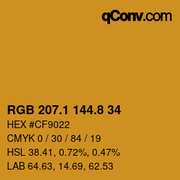 Color code: RGB 207.1 144.8 34 | qconv.com