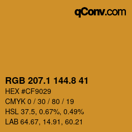 カラーコード: RGB 207.1 144.8 41 | qconv.com