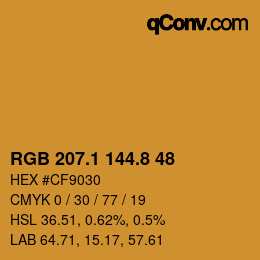 Color code: RGB 207.1 144.8 48 | qconv.com