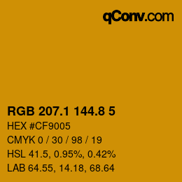 カラーコード: RGB 207.1 144.8 5 | qconv.com