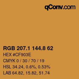 Color code: RGB 207.1 144.8 62 | qconv.com