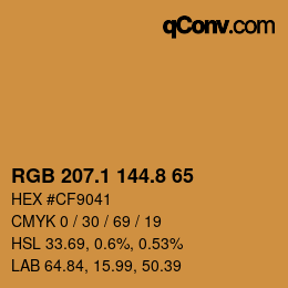 Color code: RGB 207.1 144.8 65 | qconv.com