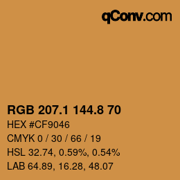 Color code: RGB 207.1 144.8 70 | qconv.com