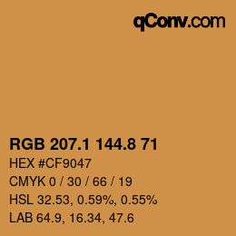 Color code: RGB 207.1 144.8 71 | qconv.com