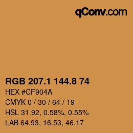 Color code: RGB 207.1 144.8 74 | qconv.com