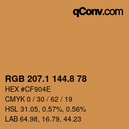 Color code: RGB 207.1 144.8 78 | qconv.com