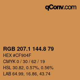 Color code: RGB 207.1 144.8 79 | qconv.com
