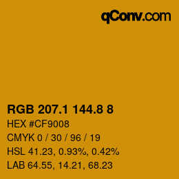カラーコード: RGB 207.1 144.8 8 | qconv.com