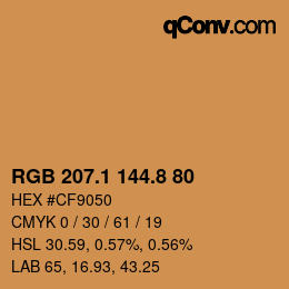 Color code: RGB 207.1 144.8 80 | qconv.com