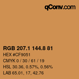 Color code: RGB 207.1 144.8 81 | qconv.com