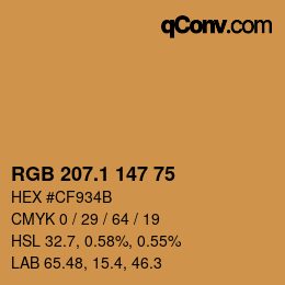カラーコード: RGB 207.1 147 75 | qconv.com