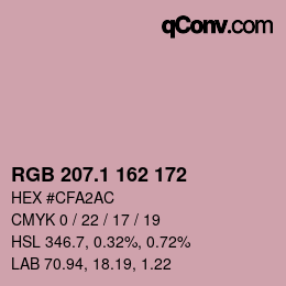 カラーコード: RGB 207.1 162 172 | qconv.com