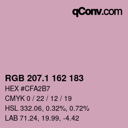 カラーコード: RGB 207.1 162 183 | qconv.com