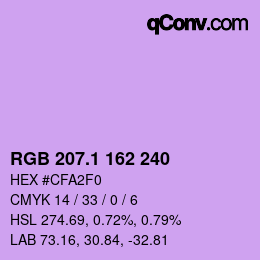 カラーコード: RGB 207.1 162 240 | qconv.com