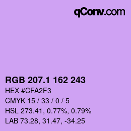 カラーコード: RGB 207.1 162 243 | qconv.com