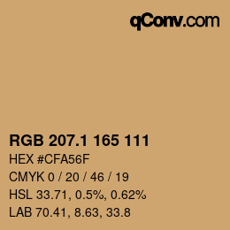 カラーコード: RGB 207.1 165 111 | qconv.com