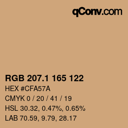 カラーコード: RGB 207.1 165 122 | qconv.com