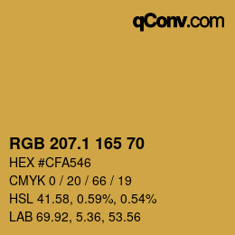 カラーコード: RGB 207.1 165 70 | qconv.com