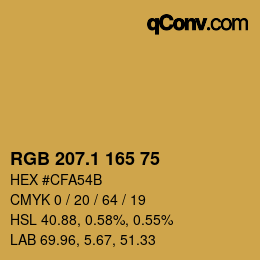 カラーコード: RGB 207.1 165 75 | qconv.com