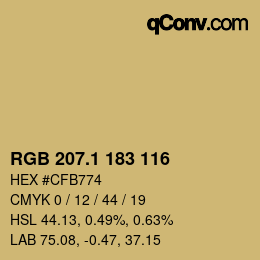 カラーコード: RGB 207.1 183 116 | qconv.com
