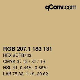 カラーコード: RGB 207.1 183 131 | qconv.com