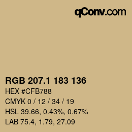 カラーコード: RGB 207.1 183 136 | qconv.com