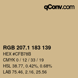 カラーコード: RGB 207.1 183 139 | qconv.com