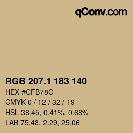 カラーコード: RGB 207.1 183 140 | qconv.com