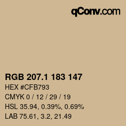 Color code: RGB 207.1 183 147 | qconv.com