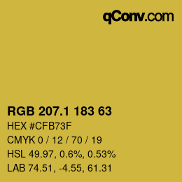 カラーコード: RGB 207.1 183 63 | qconv.com