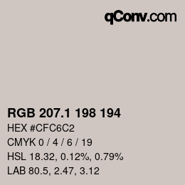 カラーコード: RGB 207.1 198 194 | qconv.com
