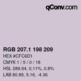 カラーコード: RGB 207.1 198 209 | qconv.com