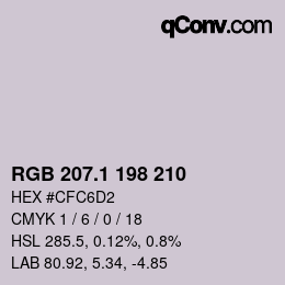 カラーコード: RGB 207.1 198 210 | qconv.com