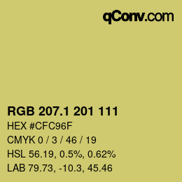 カラーコード: RGB 207.1 201 111 | qconv.com