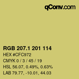 カラーコード: RGB 207.1 201 114 | qconv.com