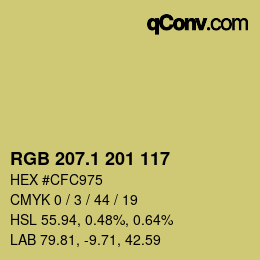 カラーコード: RGB 207.1 201 117 | qconv.com