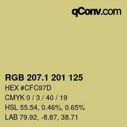 カラーコード: RGB 207.1 201 125 | qconv.com
