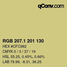 カラーコード: RGB 207.1 201 130 | qconv.com